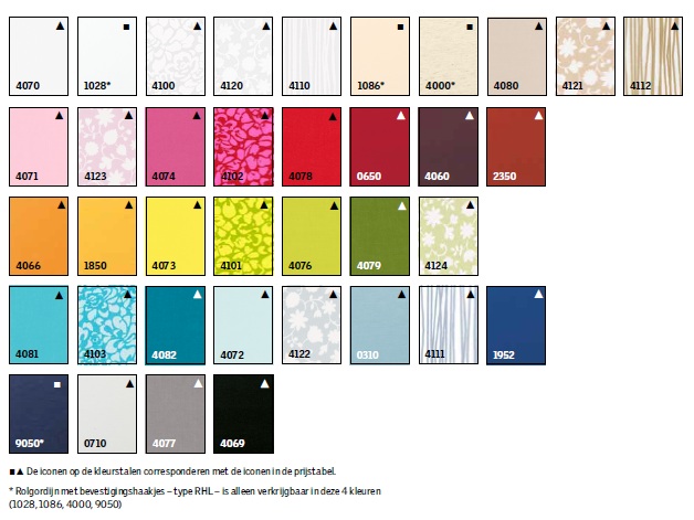 kleuren rolgordijnen velux