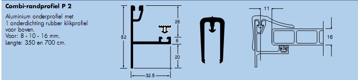 Polycarbonaat hulpprofielen tbv 16mm